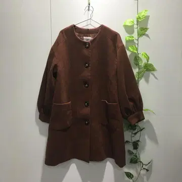 Heather 노카라 코트 브라운 M 사이즈 후드 없음