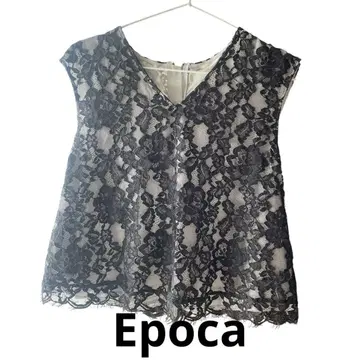 Epoca 에포카 블랙 레이스 V넥 슬리브리스 탑 지퍼