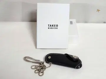 TAKEO KIKUCHI 블랙 가죽 키링 (신발 숟가락 포함)