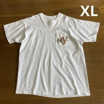 80s 90s USA제 NEW YORK 포켓 티셔츠 XL 화이트