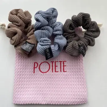 POTETE 포테테 와플 스크런치 블루 베이지 차콜 그레이 세트
