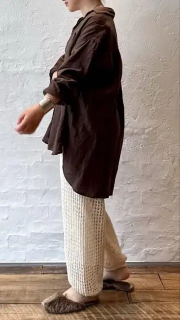 journal standard luxe 린넨 레귤러 카라 셔츠 브라운