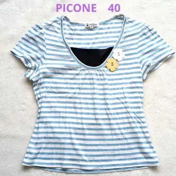 PICONE 피코네 티셔츠 로고 플레이트 보더 티셔츠 40