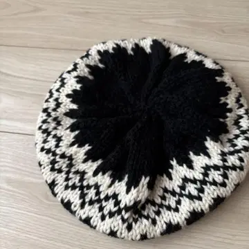 새상품 Janette Murray Handknits 베레모 블랙과 화이트