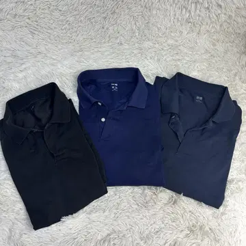 유니클로 3XL 피케 셔츠 2색 블랙 네이비 3장 세트