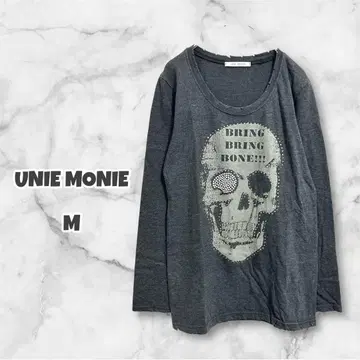 새상품급 UNIE MONIE 긴팔 티셔츠 (M) 스컬 해골 컷오프 넥