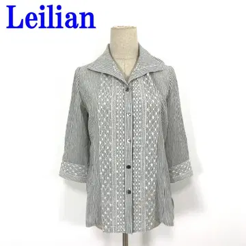 Leilian 레리안 7부 소매 셔츠 그레이 폴리에스테르 9 C3547