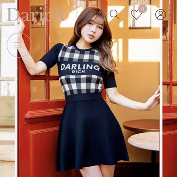Darich 깅엄 체크 니트 미니 원피스