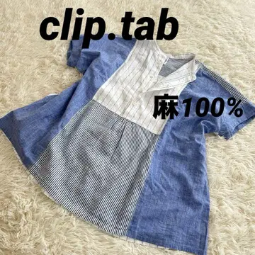 클립 탭 린넨 100% 반팔 셔츠 튜닉 M 루즈핏 린넨