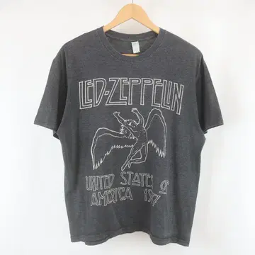 멕시코제 LED-ZEPPELIN 로고 프린트 페이드 밴딩 티셔츠