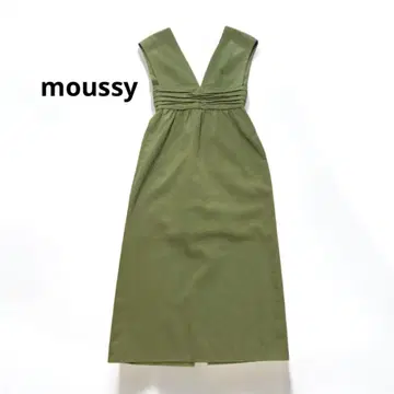 새상품급 moussy 마우지 와이드 벨트 롱 드레스 원피스 카키