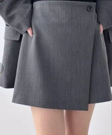 Heather 랩 디자인 미니 스커트 차콜 그레이 S 사이즈
