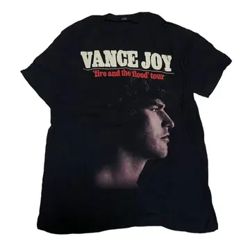 구제 의류 VANCE JOY 밴스 조이 프린트 밴딩 블랙 티셔츠 M