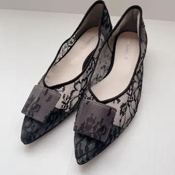 RANDA 스퀘어 부품 레이스 플랫 펌프스 24cm