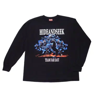 HIDEANDSEEK 블랙 롱 슬리브 티셔츠