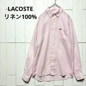 LACOSTE 라코스테 린넨 100% 셔츠 M 사이즈 상당 연한 핑크색