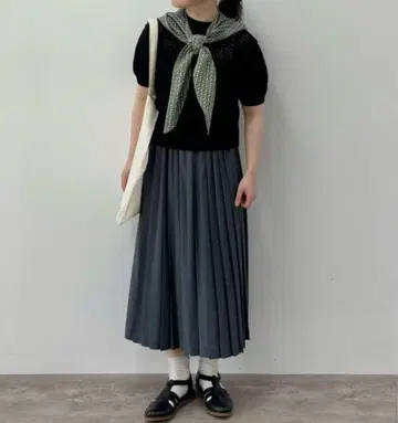 bulle de savon 뷔르데사봉 린넨 데님 롱 플리츠 스커트