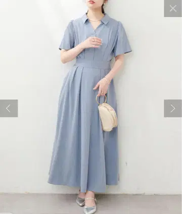 내추럴 꾸뛰르 스키퍼 카라 플레어 소매 원피스