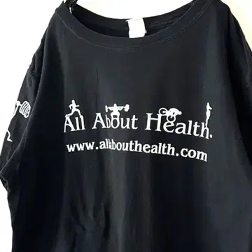길단 All About Health 티셔츠 L 블랙 검정 구제 의류