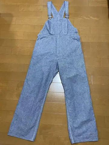 컨디션 최상 웨어하우스 lot1227 인디고 핑 체크 오버롤 34