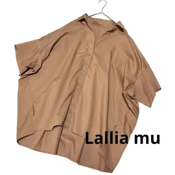 Lallia mu 라리아무 백 플리츠 셔츠 블라우스 브라운 루즈핏