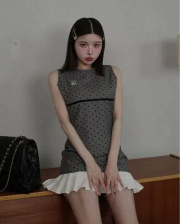 Darich 플로키 도트 슬리브리스 미니 원피스