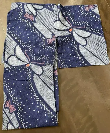 네이비 컬러 나비 패턴 아리마츠 시보리 유카타 가격 인하 협상 가능