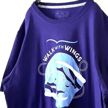 WALK WITH WINGS 윙 티셔츠 L 퍼플 보라색 구제 의류