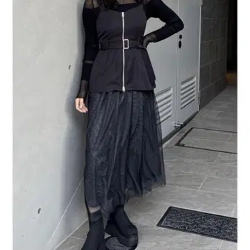 택 포함 미사용 새상품! MURUA 무루아 튤 오버롤 스커트 원피스