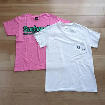 Suchmos 티셔츠 2장 세트 (핑크, 화이트)