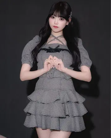 pium 티어드 프릴 미니 원피스 깅엄