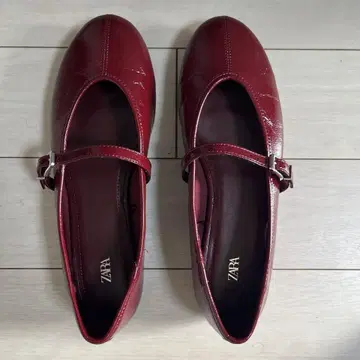 자라 버건디 멜리 제인 신발 38 사이즈