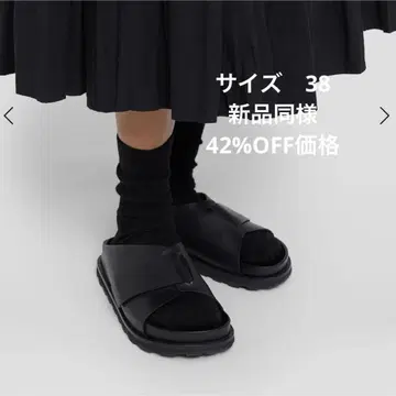 질샌더 2025ss 가죽 크로스 스트랩 슬라이드 샌들