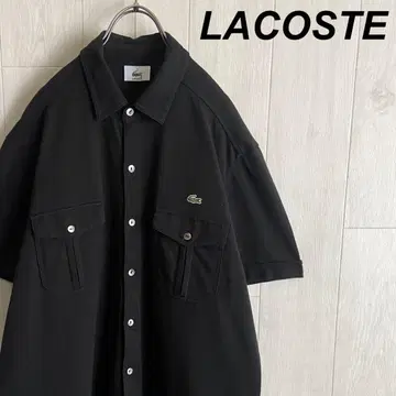 라코스테 LACOSTE 원포인트 자수 로고 사슴 반팔 셔츠 블랙