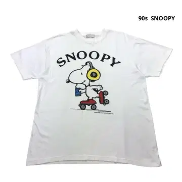 SNOOPY 티셔츠 프린트 싱글 스티치 화이트 스누피 M 상당