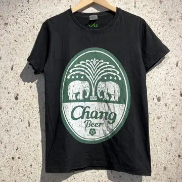 태국 구제 의류 Chang Beer 기업 프린트 티셔츠 챈 맥주