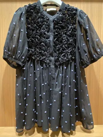 UNITED ARROWS 2톤 도트 자카드 블라우스 블랙