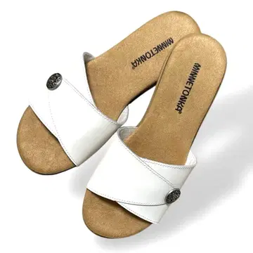 미네통카 네이비 레더 슬라이드 샌들 MINETONKA 23cm