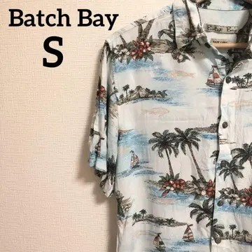 Batch Bay 알로하 셔츠 블루 계열 S 바다 야자수 남성용