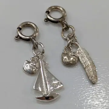헤이세이 레트로 실버 925 헬로키티 요트 페더 참
