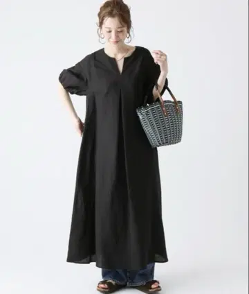 심플리시 린넨 레이온 블랙 롱 원피스 이에나 계열 베이 크루즈