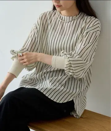 퓨어세신 레이어드 풀오버 블라우스 스트라이프