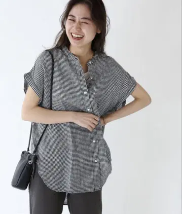 JOURNAL STANDARD relume 밴드 카라 프렌치 슬리브 셔츠