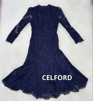 CELFORD 셀포드 원피스 긴팔 전체 레이스 네이비
