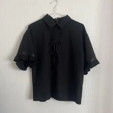 메리 제니 리본 블라우스 블랙