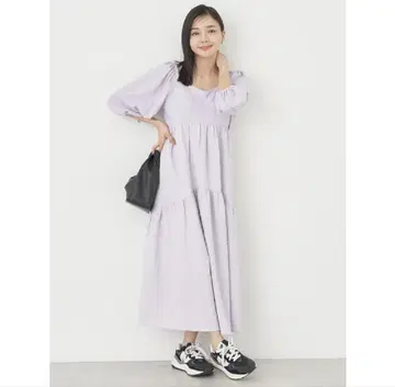 어스 뮤직 앤 이콜로지 2웨이 퍼프 슬리브 표면감 원피스