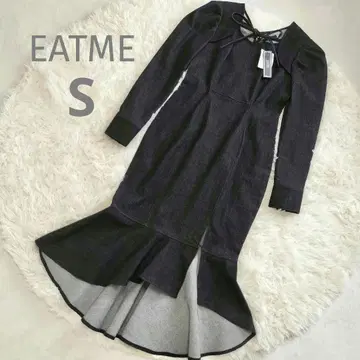 EATME 리본 데콜테 데님 원피스 S 블랙