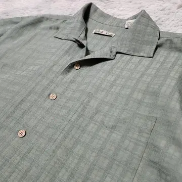 Batik Bay 블록 체크 무늬 오픈 카라 셔츠 알로하 셔츠 오픈 칼라