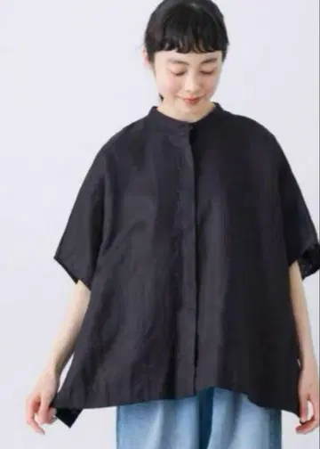 카구레 린넨 스퀘어 케이프 셔츠