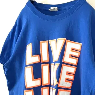 길단 LIVE LIKE LINE 티셔츠 블루 파랑 구제 의류